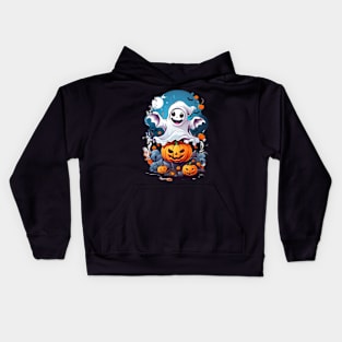 Halloween ghost and spooky pumpkins Kids Hoodie